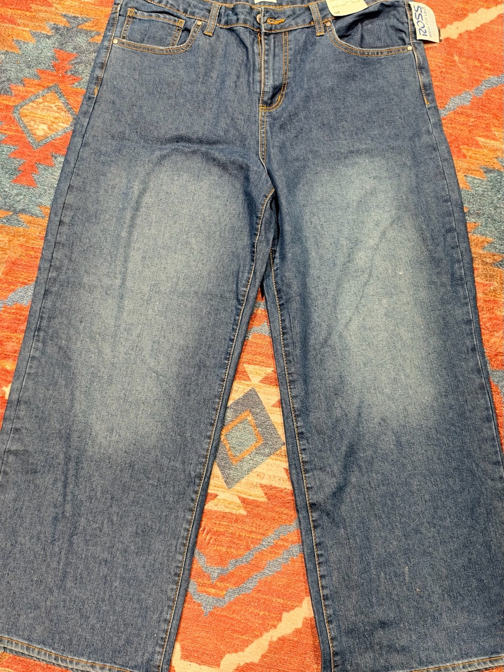 Wide Leg Blue Denim Jeans - size 16
